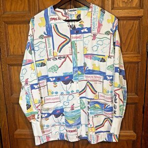 Landau Favorite Things by Children of St. Jude Scrub Top Women's XL LS Snap Up
